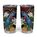 Australia Palm Cockatoo Tumbler Cup Aussie Banksia - Aboriginal Pattern
