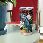 Australia Palm Cockatoo Tumbler Cup Aussie Banksia - Aboriginal Pattern