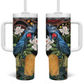 Australia Palm Cockatoo Tumbler With Handle Aussie Banksia - Aboriginal Pattern