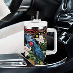 Australia Palm Cockatoo Tumbler With Handle Aussie Banksia - Aboriginal Pattern