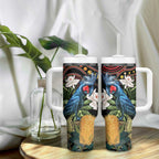 Australia Palm Cockatoo Tumbler With Handle Aussie Banksia - Aboriginal Pattern