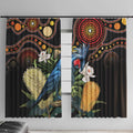 Australia Palm Cockatoo Window Curtain Aussie Banksia - Aboriginal Pattern