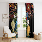 Australia Palm Cockatoo Window Curtain Aussie Banksia - Aboriginal Pattern