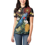 Australia Palm Cockatoo Women Polo Shirt Aussie Banksia - Aboriginal Pattern