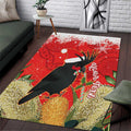 Personalised Palm Cockatoo Australia Christmas Area Rug Merry Chrissie - Banksia Flowers