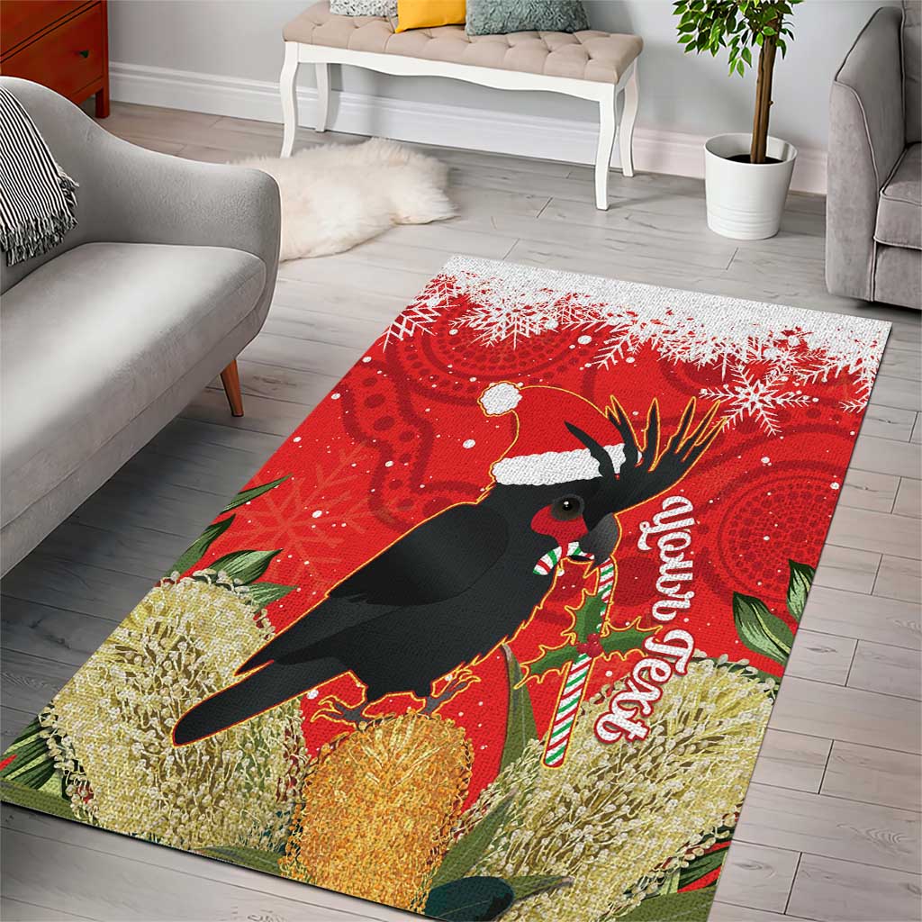 Personalised Palm Cockatoo Australia Christmas Area Rug Merry Chrissie - Banksia Flowers