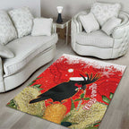 Personalised Palm Cockatoo Australia Christmas Area Rug Merry Chrissie - Banksia Flowers