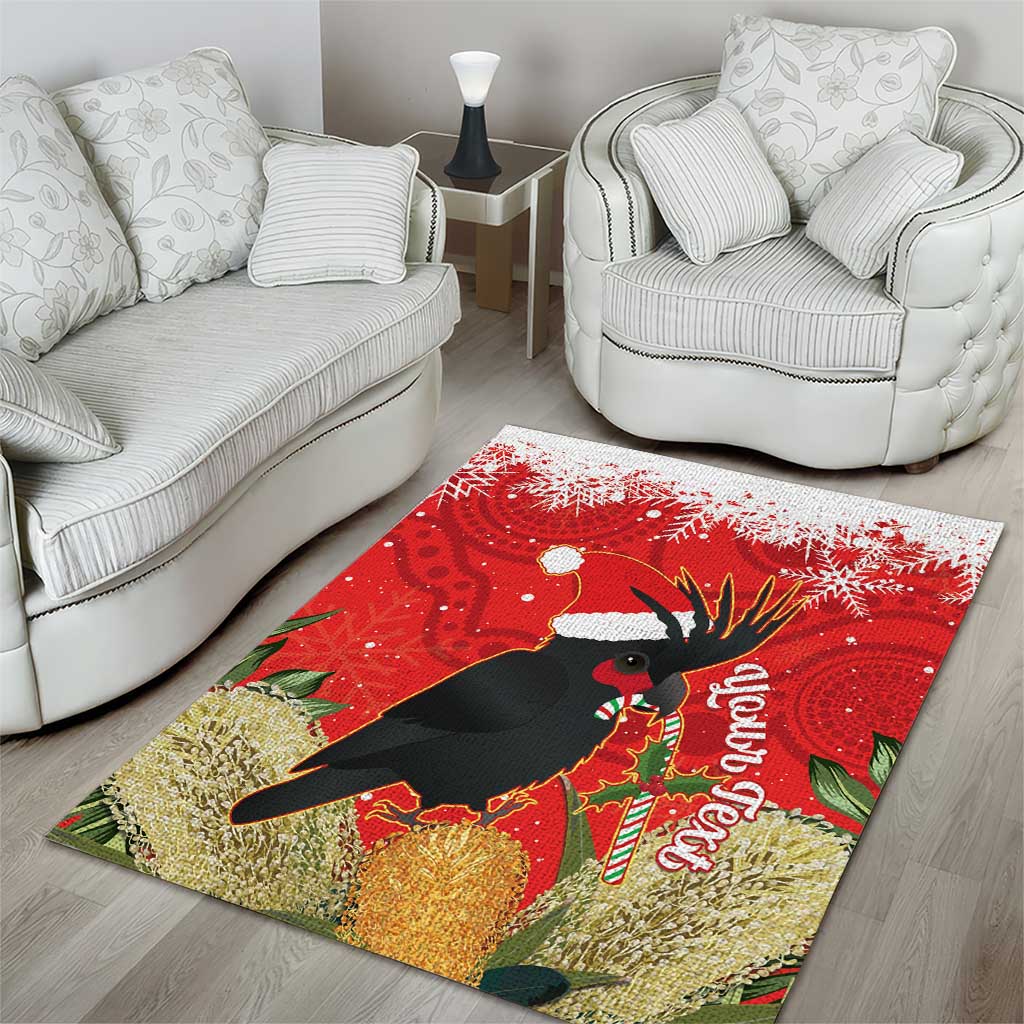 Personalised Palm Cockatoo Australia Christmas Area Rug Merry Chrissie - Banksia Flowers