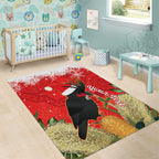 Personalised Palm Cockatoo Australia Christmas Area Rug Merry Chrissie - Banksia Flowers