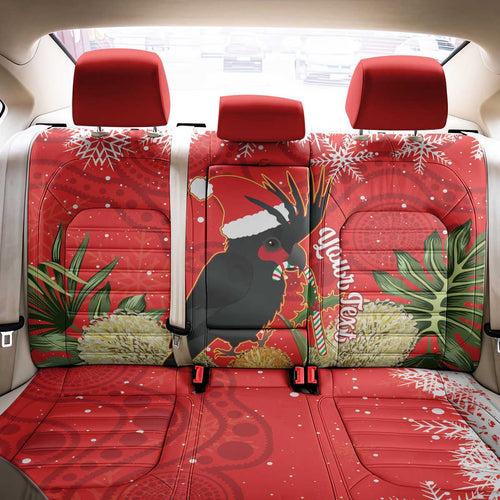 Personalised Palm Cockatoo Australia Christmas Back Car Seat Cover Merry Chrissie - Banksia Flowers