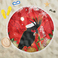 Personalised Palm Cockatoo Australia Christmas Beach Blanket Merry Chrissie - Banksia Flowers
