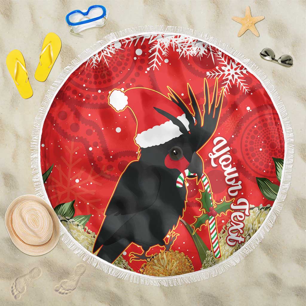 Personalised Palm Cockatoo Australia Christmas Beach Blanket Merry Chrissie - Banksia Flowers