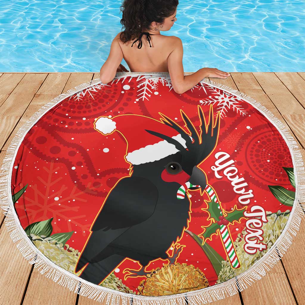 Personalised Palm Cockatoo Australia Christmas Beach Blanket Merry Chrissie - Banksia Flowers