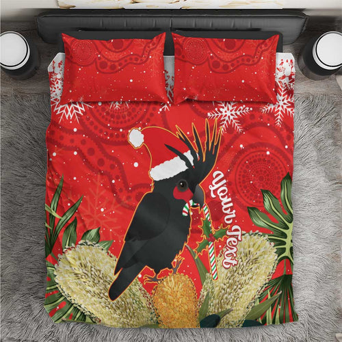 Personalised Palm Cockatoo Australia Christmas Bedding Set Merry Chrissie - Banksia Flowers
