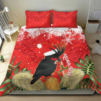 Personalised Palm Cockatoo Australia Christmas Bedding Set Merry Chrissie - Banksia Flowers