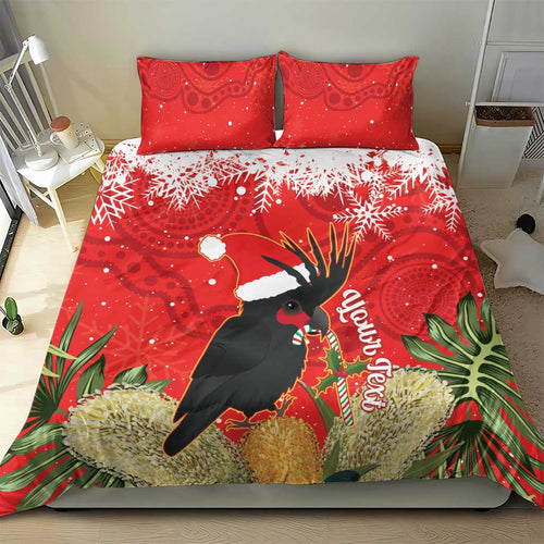 Personalised Palm Cockatoo Australia Christmas Bedding Set Merry Chrissie - Banksia Flowers