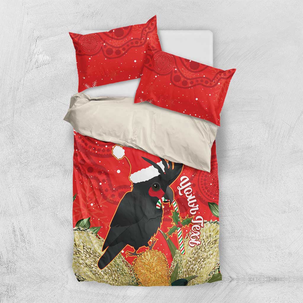 Personalised Palm Cockatoo Australia Christmas Bedding Set Merry Chrissie - Banksia Flowers