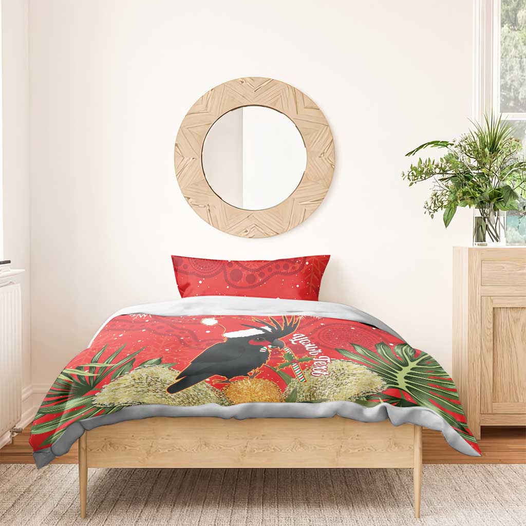 Personalised Palm Cockatoo Australia Christmas Bedding Set Merry Chrissie - Banksia Flowers