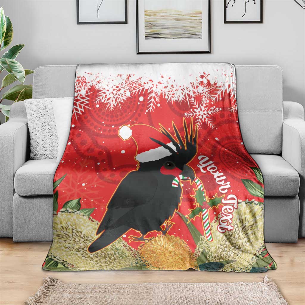 Personalised Palm Cockatoo Australia Christmas Blanket Merry Chrissie - Banksia Flowers
