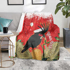 Personalised Palm Cockatoo Australia Christmas Blanket Merry Chrissie - Banksia Flowers