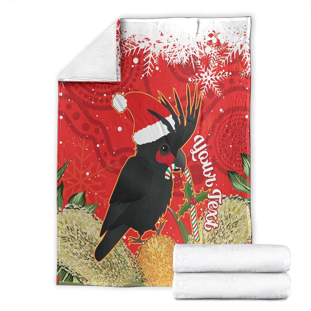 Personalised Palm Cockatoo Australia Christmas Blanket Merry Chrissie - Banksia Flowers