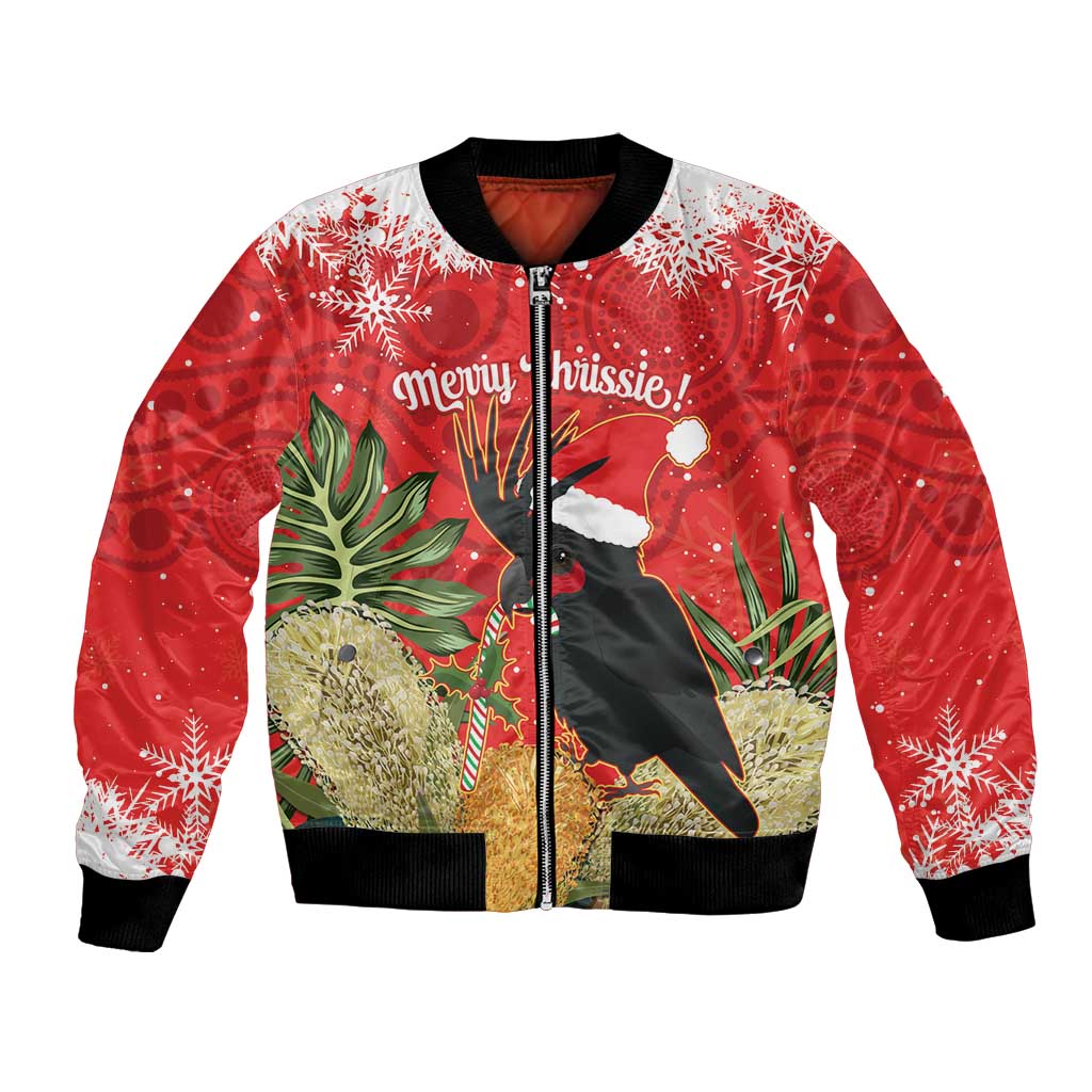 Personalised Palm Cockatoo Australia Christmas Bomber Jacket Merry Chrissie - Banksia Flowers