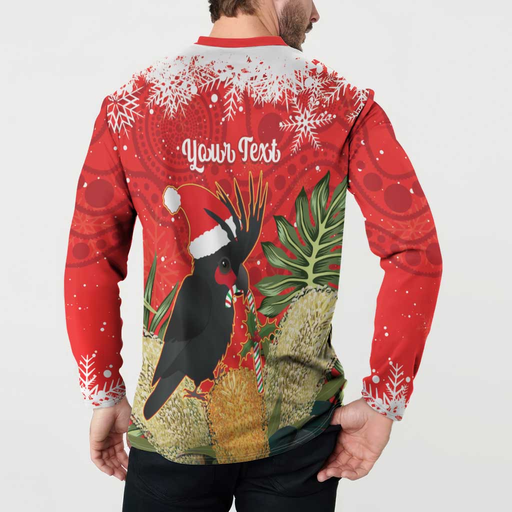 Personalised Palm Cockatoo Australia Christmas Button Sweatshirt Merry Chrissie - Banksia Flowers