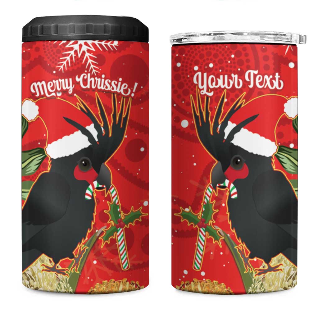 Personalised Palm Cockatoo Australia Christmas 4 in 1 Can Cooler Tumbler Merry Chrissie - Banksia Flowers