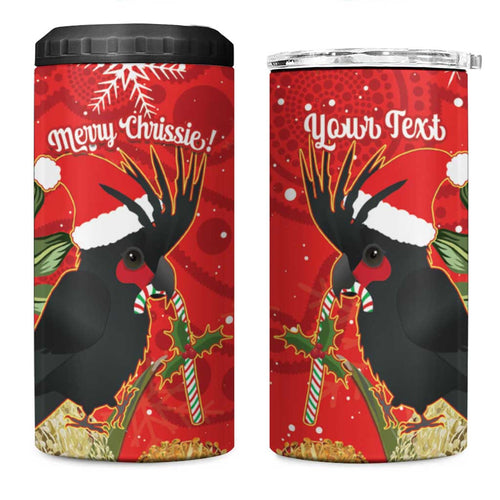 Personalised Palm Cockatoo Australia Christmas 4 in 1 Can Cooler Tumbler Merry Chrissie - Banksia Flowers