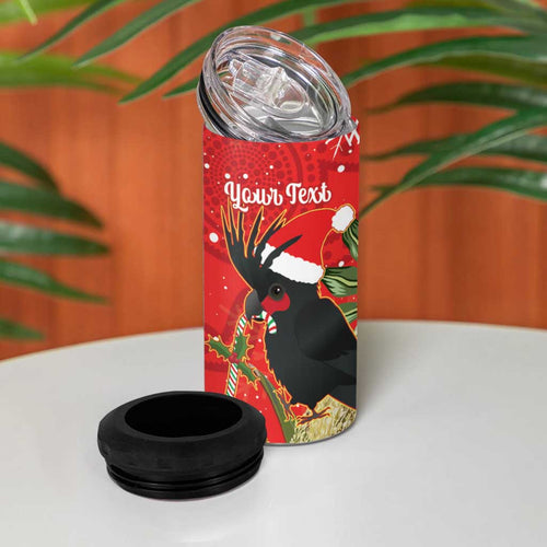 Personalised Palm Cockatoo Australia Christmas 4 in 1 Can Cooler Tumbler Merry Chrissie - Banksia Flowers