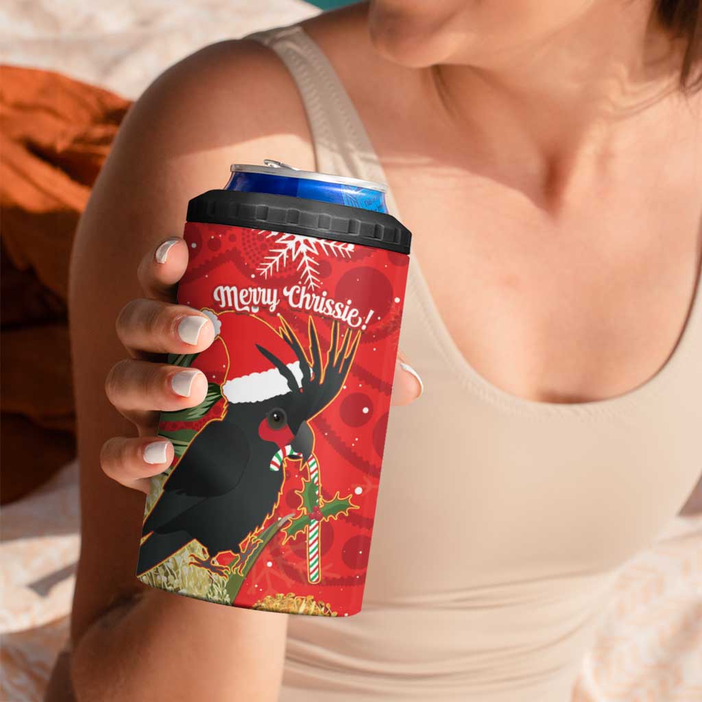 Personalised Palm Cockatoo Australia Christmas 4 in 1 Can Cooler Tumbler Merry Chrissie - Banksia Flowers
