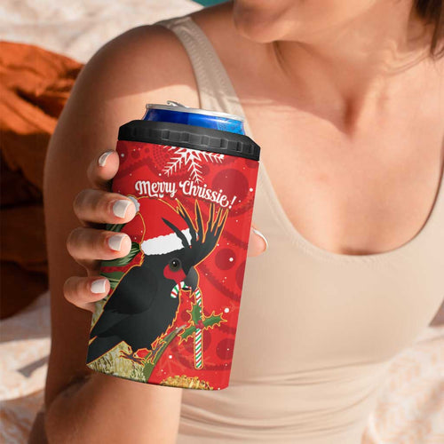 Personalised Palm Cockatoo Australia Christmas 4 in 1 Can Cooler Tumbler Merry Chrissie - Banksia Flowers