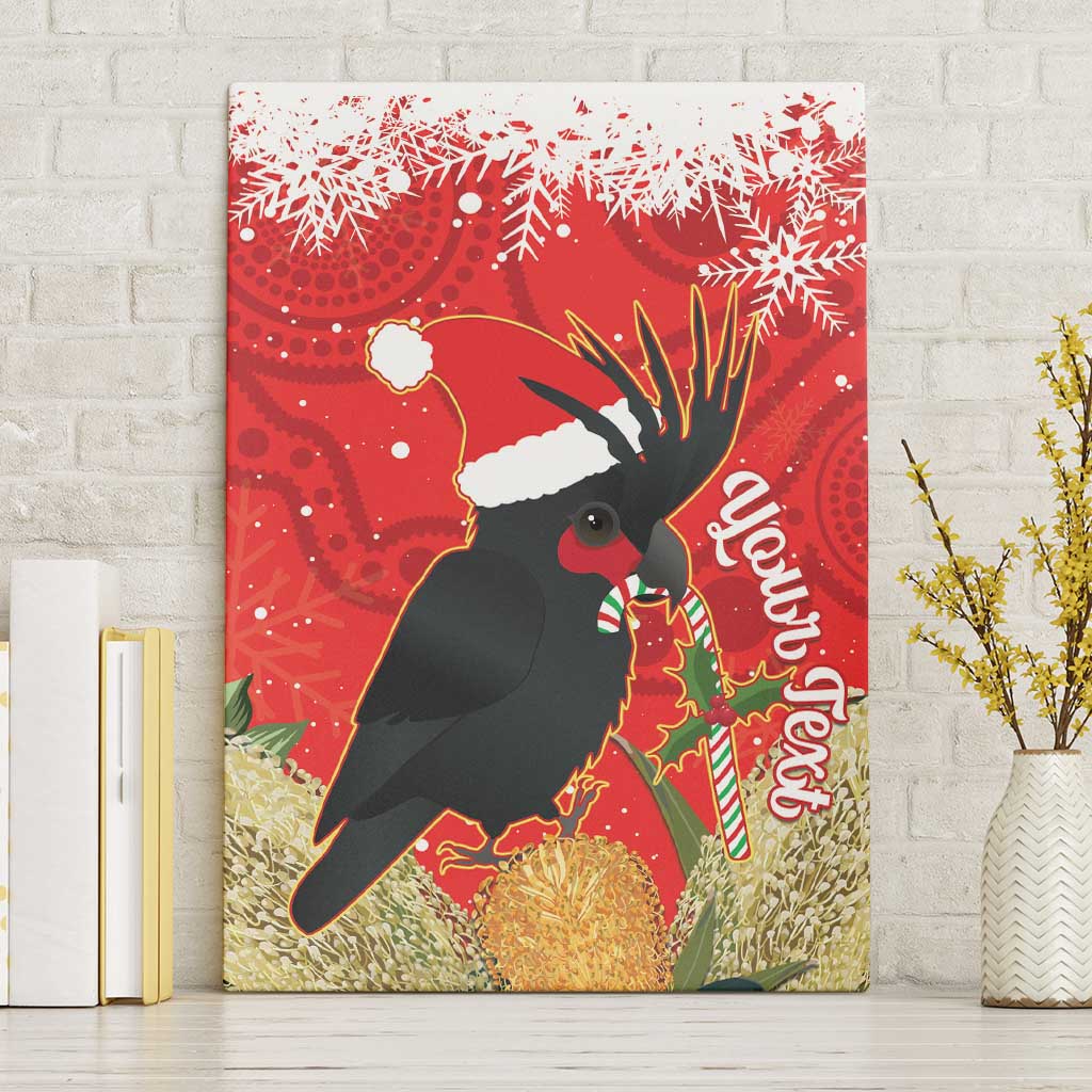 Personalised Palm Cockatoo Australia Christmas Canvas Wall Art Merry Chrissie - Banksia Flowers