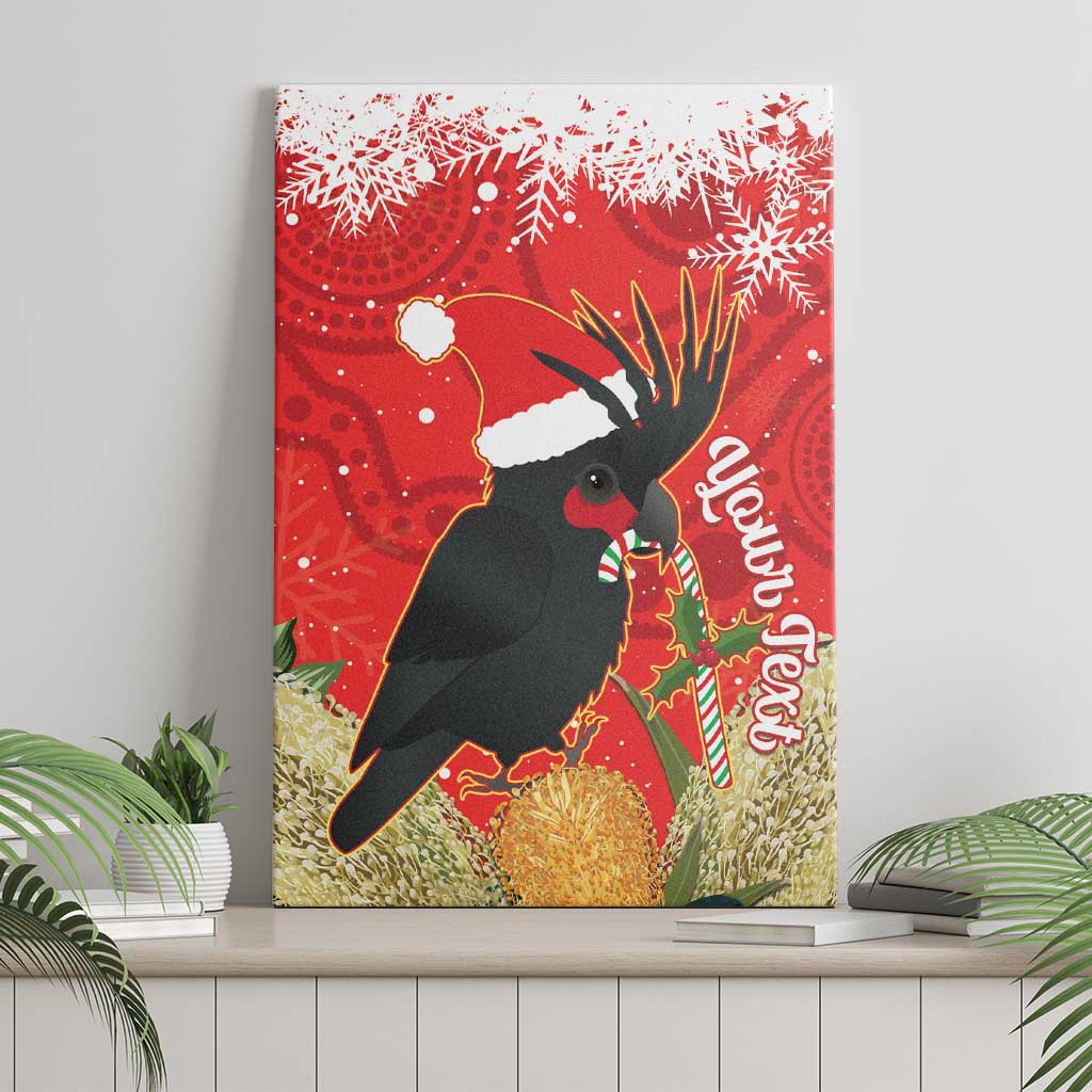 Personalised Palm Cockatoo Australia Christmas Canvas Wall Art Merry Chrissie - Banksia Flowers