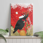 Personalised Palm Cockatoo Australia Christmas Canvas Wall Art Merry Chrissie - Banksia Flowers