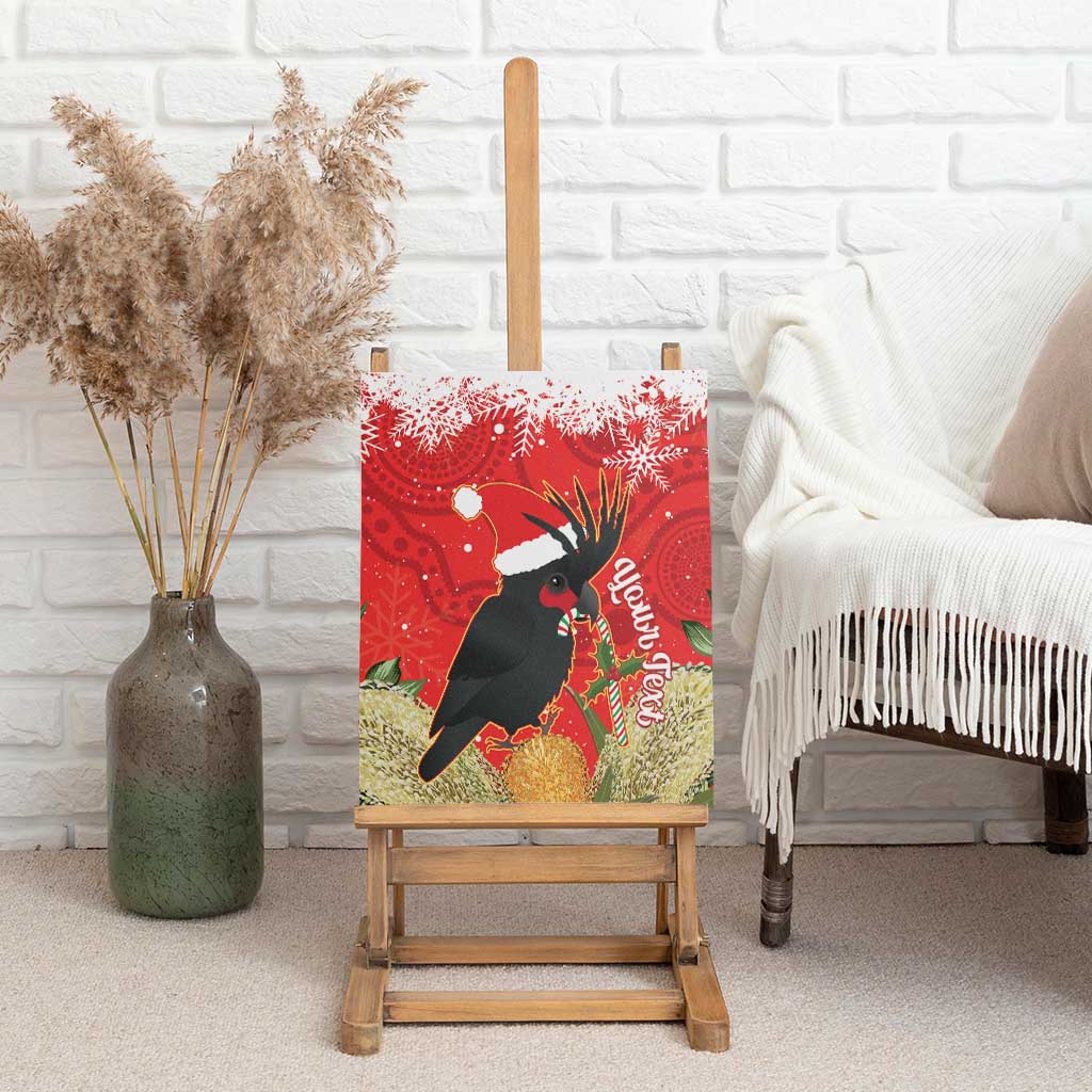 Personalised Palm Cockatoo Australia Christmas Canvas Wall Art Merry Chrissie - Banksia Flowers
