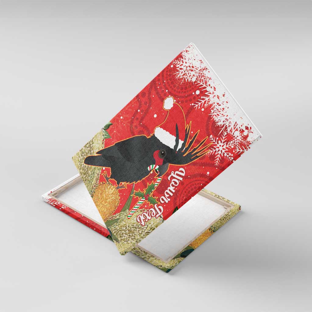 Personalised Palm Cockatoo Australia Christmas Canvas Wall Art Merry Chrissie - Banksia Flowers