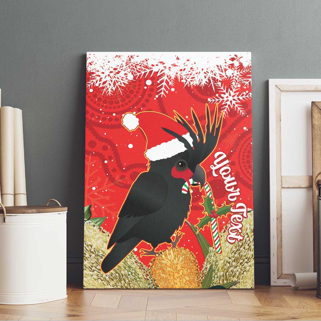 Personalised Palm Cockatoo Australia Christmas Canvas Wall Art Merry Chrissie - Banksia Flowers