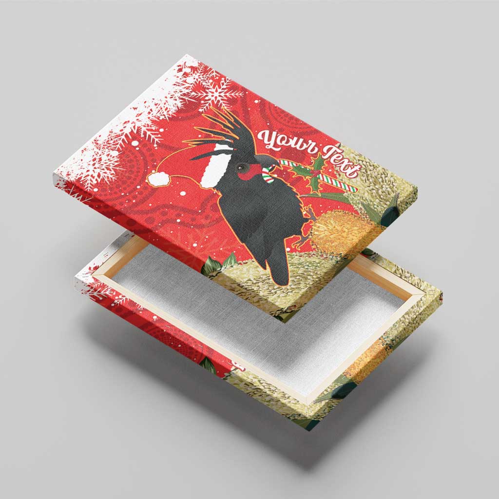 Personalised Palm Cockatoo Australia Christmas Canvas Wall Art Merry Chrissie - Banksia Flowers