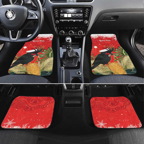 Personalised Palm Cockatoo Australia Christmas Car Mats Merry Chrissie - Banksia Flowers