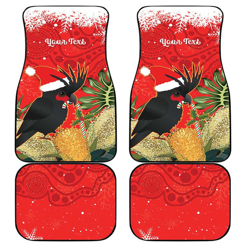 Personalised Palm Cockatoo Australia Christmas Car Mats Merry Chrissie - Banksia Flowers