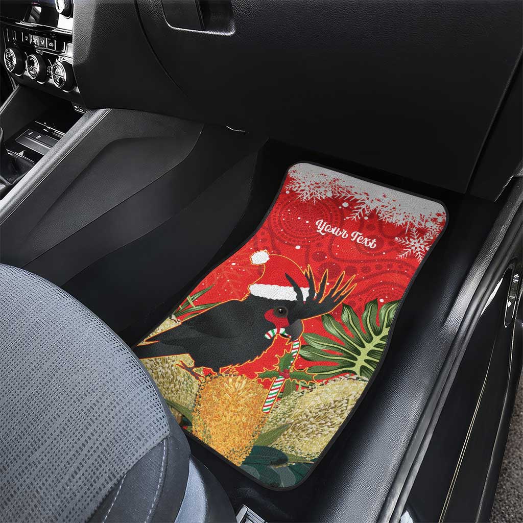 Personalised Palm Cockatoo Australia Christmas Car Mats Merry Chrissie - Banksia Flowers