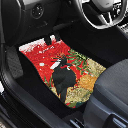 Personalised Palm Cockatoo Australia Christmas Car Mats Merry Chrissie - Banksia Flowers