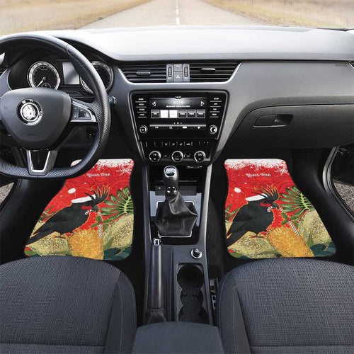 Personalised Palm Cockatoo Australia Christmas Car Mats Merry Chrissie - Banksia Flowers
