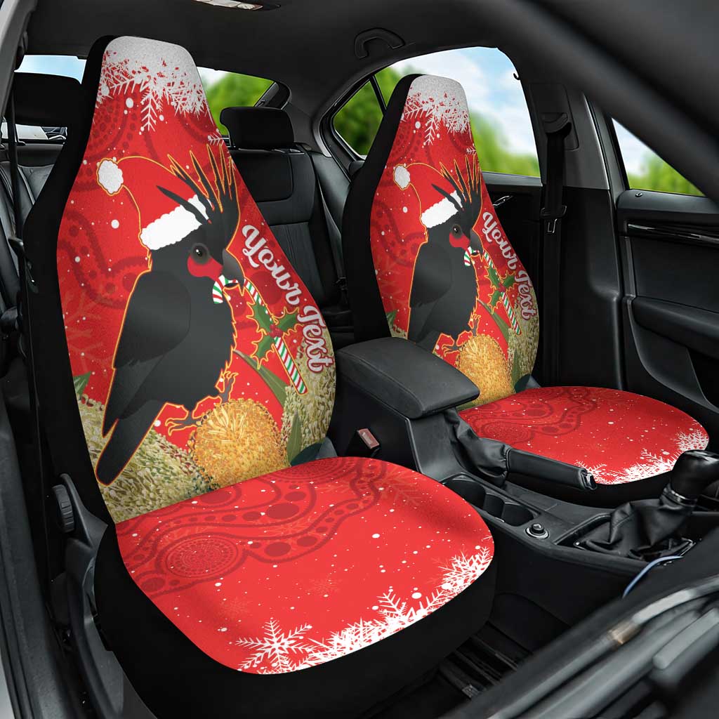Personalised Palm Cockatoo Australia Christmas Car Seat Cover Merry Chrissie - Banksia Flowers