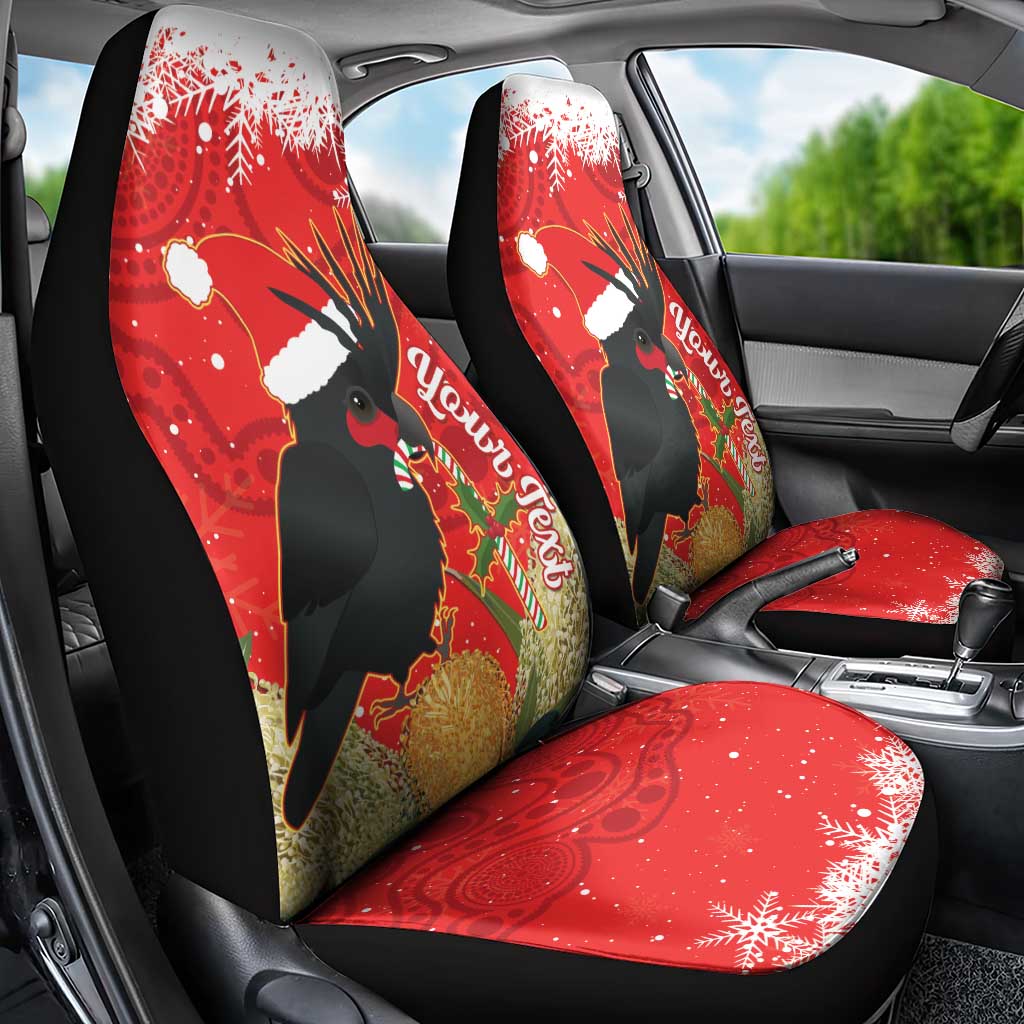 Personalised Palm Cockatoo Australia Christmas Car Seat Cover Merry Chrissie - Banksia Flowers