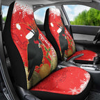 Personalised Palm Cockatoo Australia Christmas Car Seat Cover Merry Chrissie - Banksia Flowers