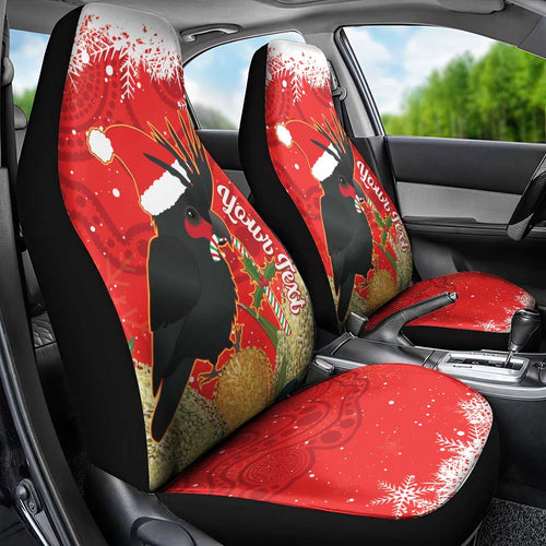 Personalised Palm Cockatoo Australia Christmas Car Seat Cover Merry Chrissie - Banksia Flowers