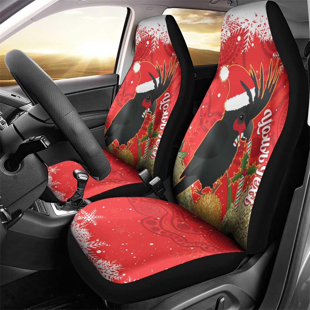 Personalised Palm Cockatoo Australia Christmas Car Seat Cover Merry Chrissie - Banksia Flowers
