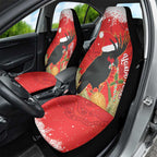 Personalised Palm Cockatoo Australia Christmas Car Seat Cover Merry Chrissie - Banksia Flowers